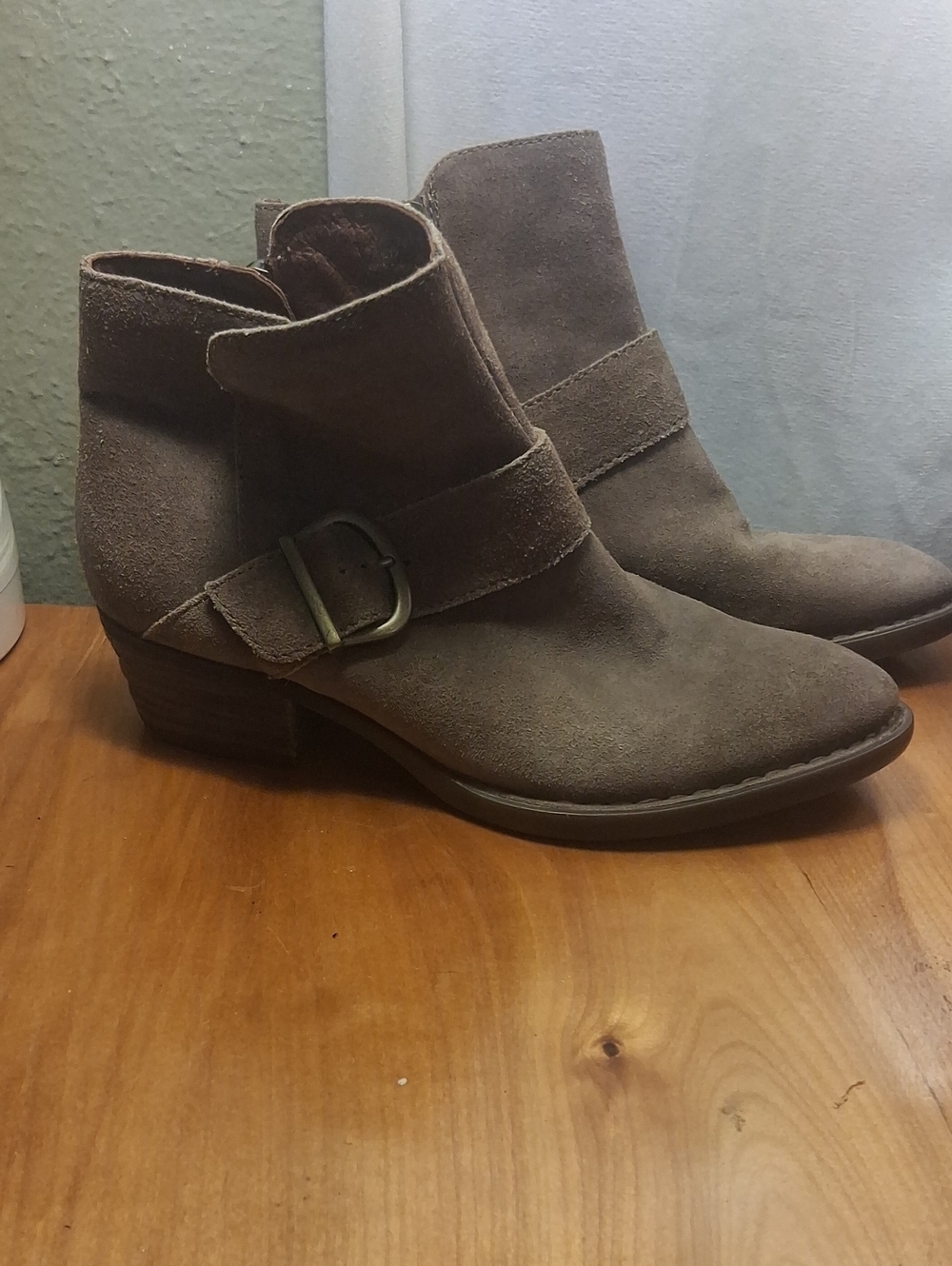 Born Women's Suede Ankle Boot with Buckle - Brown Size 7